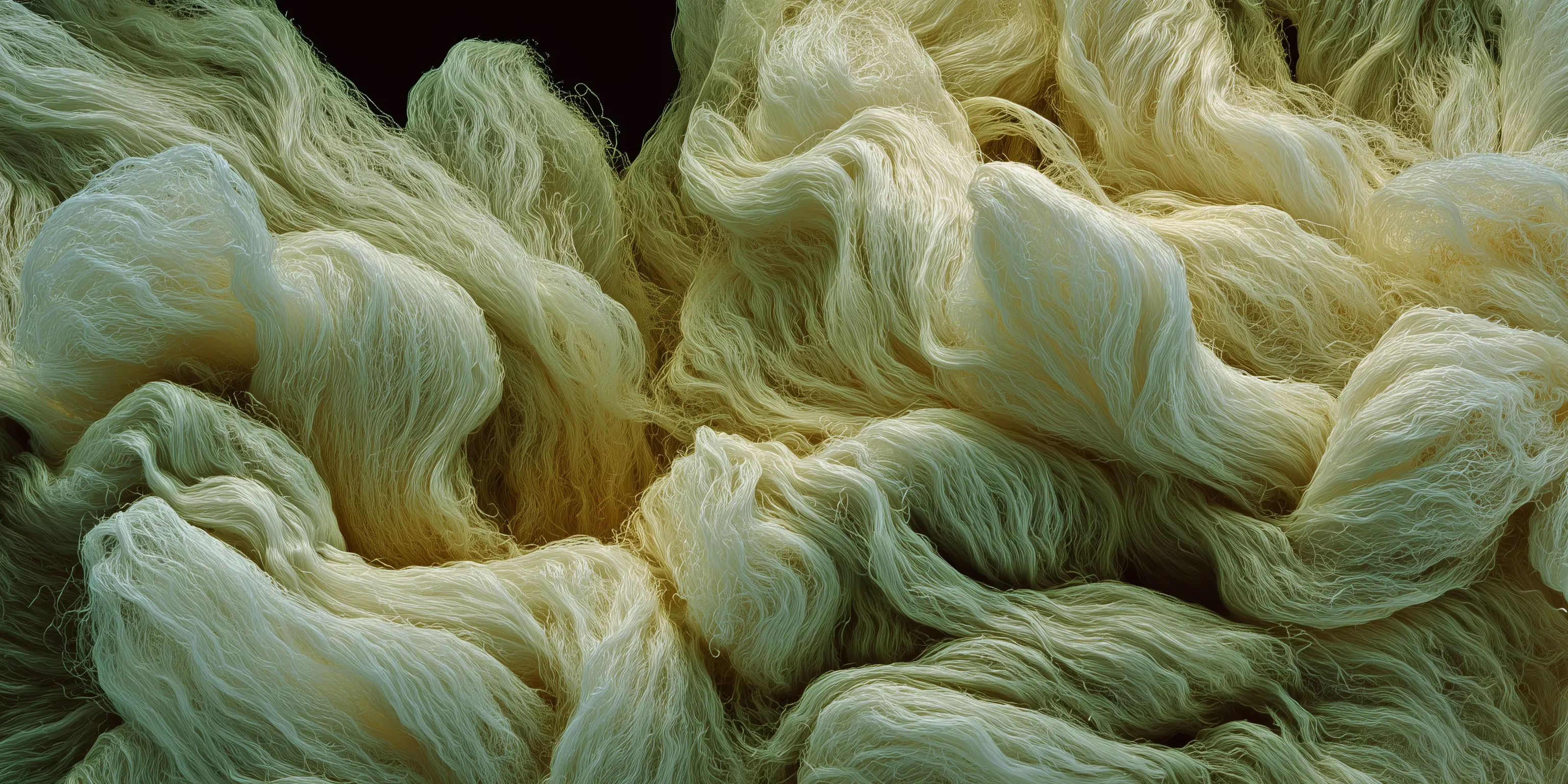 Rendering of cotton like fibers at a microscopic level.